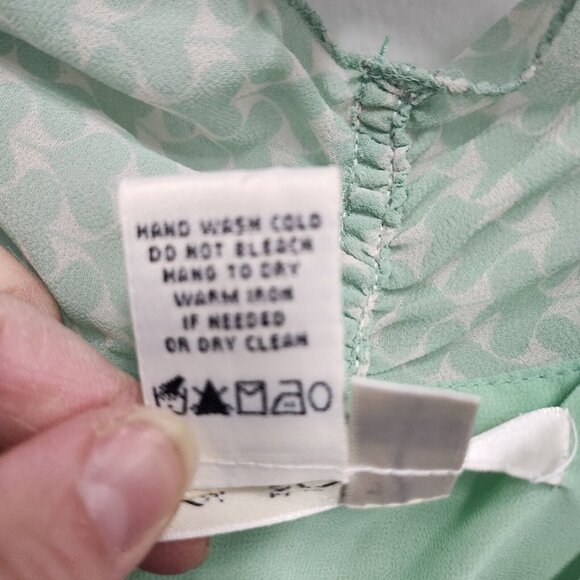 Max Studio Womens Fair Sleeveless Top Large Mint Green Textured Bow Tie Cottage - Picture 6 of 8